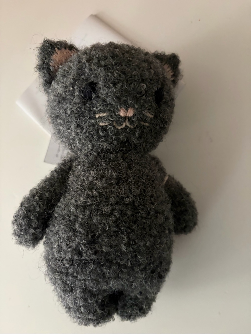 Handmade Plush Gray Cuddle + Kind charcoal Cat knit Toy